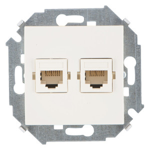 Розетка компьютерная 2xRJ45 Simon SIMON 15, скрытый монтаж, слоновая кость, 1591593-031
