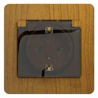 GLOSSA РОЗЕТКА с заземлением со шторками с крышкой, 16А, IP20, в сборе, ДУБ GSL000546
