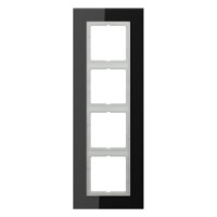 Рамка 4 поста Jung LS PLUS, черное стекло, LSP984GLSW