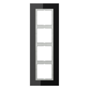 Рамка 4 поста Jung LS PLUS, черное стекло, LSP984GLSW