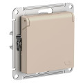 ATLASDESIGN РОЗЕТКА с заземлением со шторками с крышкой, 16А, IP20, механизм, ПЕСОЧНЫЙ ATN001246