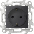 Розетка Simon SIMON 24 HARMONIE, скрытый монтаж, с заземлением, со шторками, графит, 2450432-038