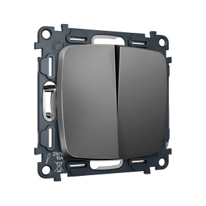 MO653030 Комплект механизма 2-клавишного перекрестного выключателя 10A-250V OMEGA Антрацит серый QUANT OP6530, VM125 AMBRELLA VOLT