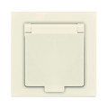 Розетка 1-м СП Афина 16А IP20 с заземл. с крышкой в сборе сл. кость ivory Universal A0029-I