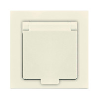 Розетка 1-м СП Афина 16А IP20 с заземл. с крышкой в сборе сл. кость ivory Universal A0029-I