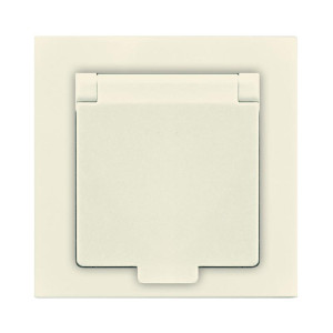 Розетка 1-м СП Афина 16А IP20 с заземл. с крышкой в сборе сл. кость ivory Universal A0029-I
