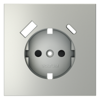 Накладка для розетки с заземлением и защитными шторками, с USB A+C, S70 (сталь)