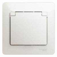 GLOSSA РОЗЕТКА с заземлением со шторками с крышкой, 16А, IP20, в сборе, ПЕРЛАМУТР GSL000646