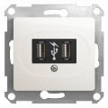 Розетка 2xUSB Schneider Electric GLOSSA, скрытый монтаж, перламутр, GSL000632