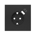 Simon 100 Черный матовый Кит 1 пост, фронт. Накладка на 1 розетку Schuko с з/у USB SC