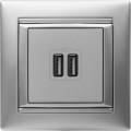 Розетка USB 2-м СП Valena алюм. Leg 770270