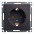 Розетка Schneider Electric W59, скрытый монтаж, с заземлением, черный бархат, RS16-154-6-86