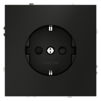 Розетка встраиваемая VOLTUM S70 с заземлением и защитными шторками, 16А, (черный матовый)