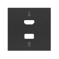 Simon 100 Черный матовый Накладка розетки HDMI + USB