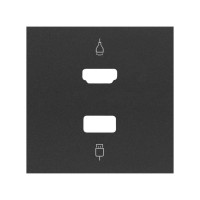 Simon 100 Черный матовый Накладка розетки HDMI + USB