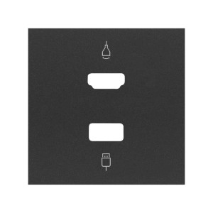 Simon 100 Черный матовый Накладка розетки HDMI + USB