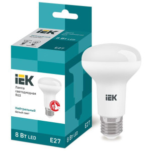 Лампа светодиодная 8Вт R63 4000К нейтр. бел. E27 720лм 230-240В IEK LLE-R63-8-230-40-E27