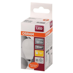 Лампа светодиодная LED Star Classic P 60 6.5W/830 6.5Вт шар матовая 3000К тепл. бел. E14 550лм 220-240В пластик. OSRAM 4058075134294