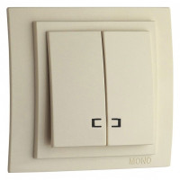 Выключатель двухклавишный механизм с подсветкой крем Mono Electric Despina/ Larissa 500-001725-103