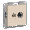 ATLASDESIGN РОЗЕТКА двойная ТВ + компьютерная RJ45 кат. 5e, механизм, БЕЖЕВЫЙ ATN000289