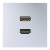 Розетка 2xHDMI Jung LS METAL, скрытый монтаж, алюминий, MAAL1133