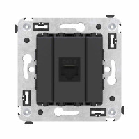 Розетка компьютерная 1-м СП Avanti Черный матовый RJ45 кат.6 без шторок механизм DKC 4412693