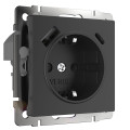 W1171708/ Розетка с заземлением, шторками и USB тип A+C (черный)