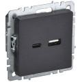 Розетка BRITE USB A+C 18Вт РЮ11-1-БрЧ механизм черн. IEK BR-U22-018-K02