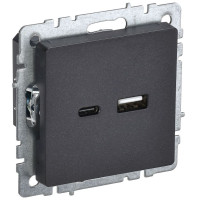 Розетка BRITE USB A+C 18Вт РЮ11-1-БрЧ механизм черн. IEK BR-U22-018-K02