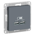 ATLASDESIGN USB РОЗЕТКА A+A, 5В/2,1А, 2х5В/1,05А, механизм, ГРИФЕЛЬ ATN000733