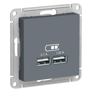 ATLASDESIGN USB РОЗЕТКА A+A, 5В/2,1А, 2х5В/1,05А, механизм, ГРИФЕЛЬ ATN000733
