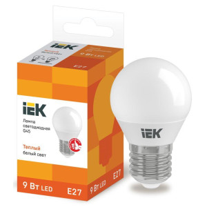 Лампа светодиодная G45 9Вт шар 3000К E27 230В IEK LLE-G45-9-230-30-E27