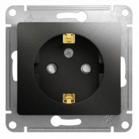 GLOSSA РОЗЕТКА с заземлением со шторками, 16А, механизм, АНТРАЦИТ GSL000745
