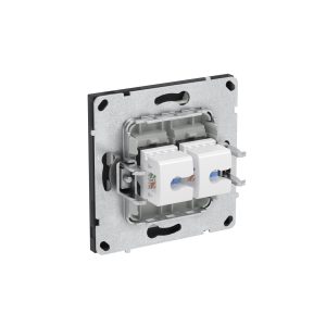 Компьютерная розетка RJ-45 без шторки, кат.5е двойная, KANT, черный уголь