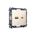 MA311010 Комплект механизма розетки ALFA Бежевый глянец 2USB AC 20W быстрая зарядка QUANT AP3110, VM177 AMBRELLA VOLT