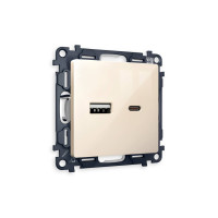 MA311010 Комплект механизма розетки ALFA Бежевый глянец 2USB AC 20W быстрая зарядка QUANT AP3110, VM177 AMBRELLA VOLT