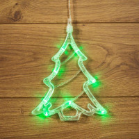 Фигура светодиодная Елочка 190х160х10мм 8LED зел. 1Вт 4.5В IP20 на присоске с подвесом элементы питания 3хAAA (не в компл.) Neon-Night 501-017