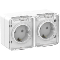 ATLASDESIGN PROFI IP54 О/У РОЗЕТКА двойная с заземлением со шторками, 16А, БЕЛЫЙ ATN540126