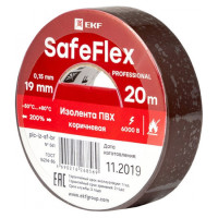 Изолента ПВХ 19мм (рул.20м) кор. SafeFlex EKF plc-iz-sf-br