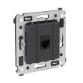 Розетка компьютерная 1-м СП Avanti Черный матовый RJ45 кат.5E без шторок механизм DKC 4412663