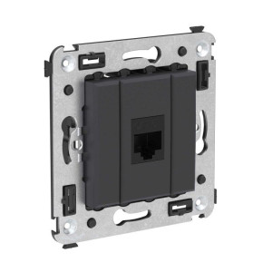 Розетка компьютерная 1-м СП Avanti Черный матовый RJ45 кат.5E без шторок механизм DKC 4412663