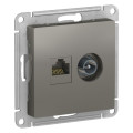 ATLASDESIGN РОЗЕТКА двойная ТВ + компьютерная RJ45 кат. 5e, механизм, СТАЛЬ ATN000989