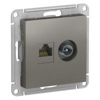ATLASDESIGN РОЗЕТКА двойная ТВ + компьютерная RJ45 кат. 5e, механизм, СТАЛЬ ATN000989