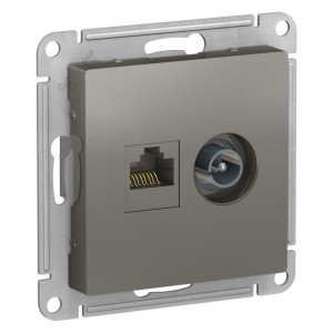 ATLASDESIGN РОЗЕТКА двойная ТВ + компьютерная RJ45 кат. 5e, механизм, СТАЛЬ ATN000989