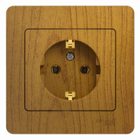 GLOSSA РОЗЕТКА с заземлением без шторок, 16А, в сборе, ДУБ GSL000542