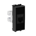 Розетка компьютерная 1мод. Avanti Черный квадрат RJ45 кат.5E без шторок модульная механизм DKC 4402661