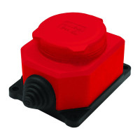 Розетка настенная 1-м 1ф КОМПАКТ с загл IP44 16А каучук красный UNIVersal 3075