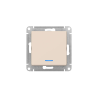 GLOSSA 1-клавишный ПЕРЕКЛЮЧАТЕЛЬ с подсветкой, сх.6а, 10АХ, мех., быстрозажим. клем., БЕЖЕВЫЙ GSL000263S