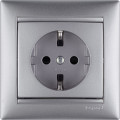 Механизм розетки 1-м СП Valena 16А IP21 230/250В 2P+E с заземл. защ. шторки на винтах алюм. Leg 770121