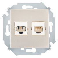 Розетка телефонная компьютерная RJ11RJ45 Simon SIMON 15, скрытый монтаж, шампань, 1591590-034